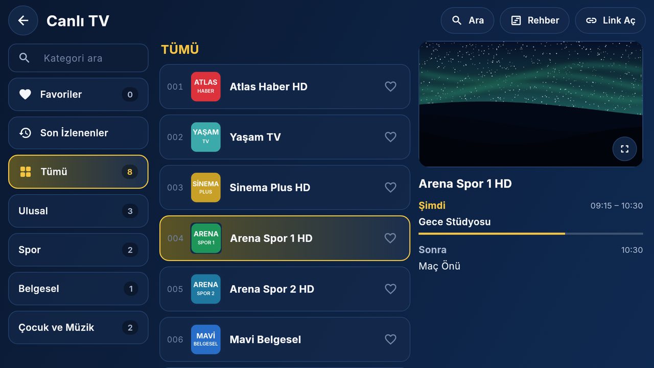 Canlı TV ve önizleme